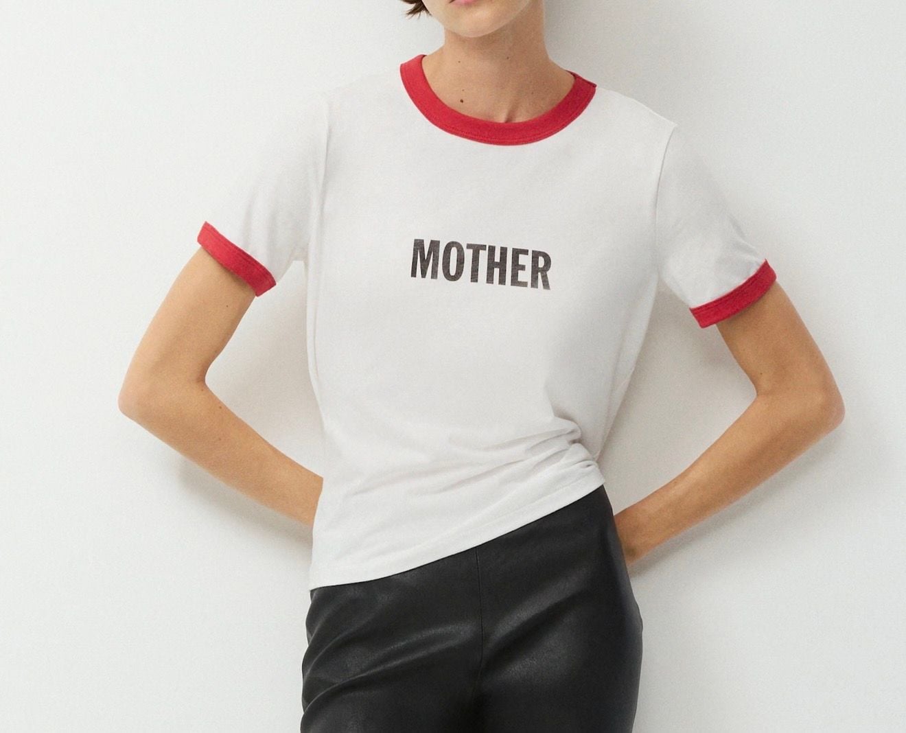 Artizia I-D Mother Graphic Ringer T-Shirt White Red size medium 2