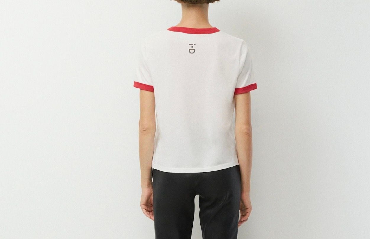 Artizia I-D Mother Graphic Ringer T-Shirt White Red size medium 4