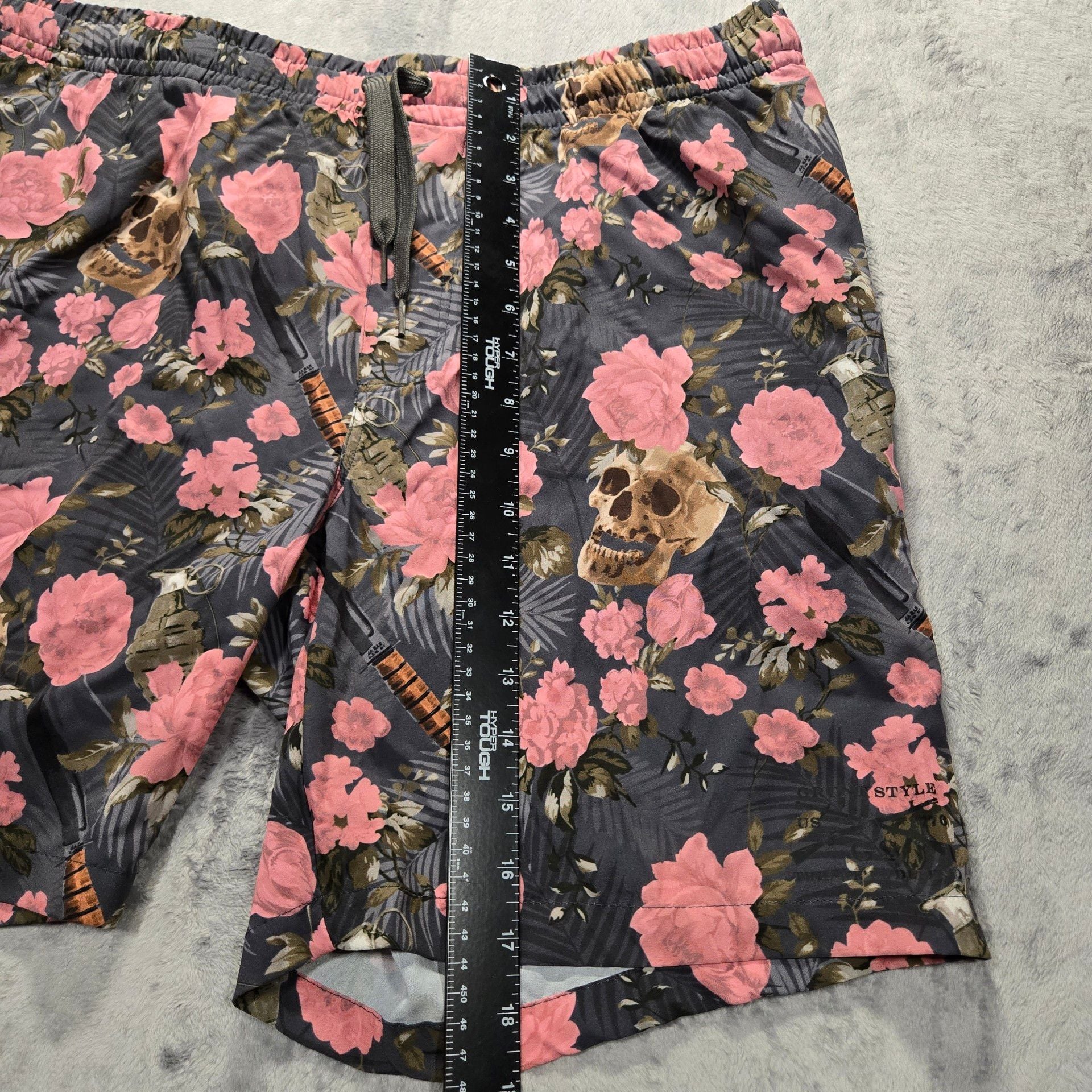 Grunt Style Shorts Floral Skull Print Size XL 3