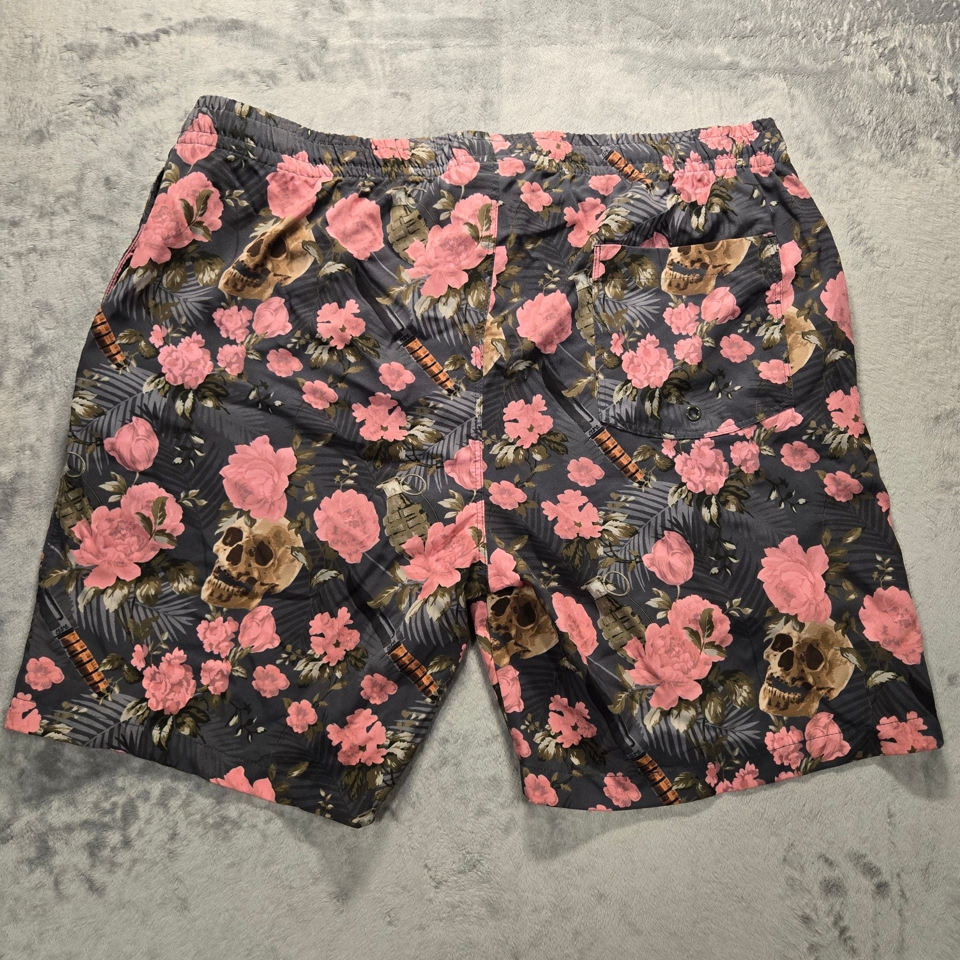 Grunt Style Shorts Floral Skull Print Size XL 5