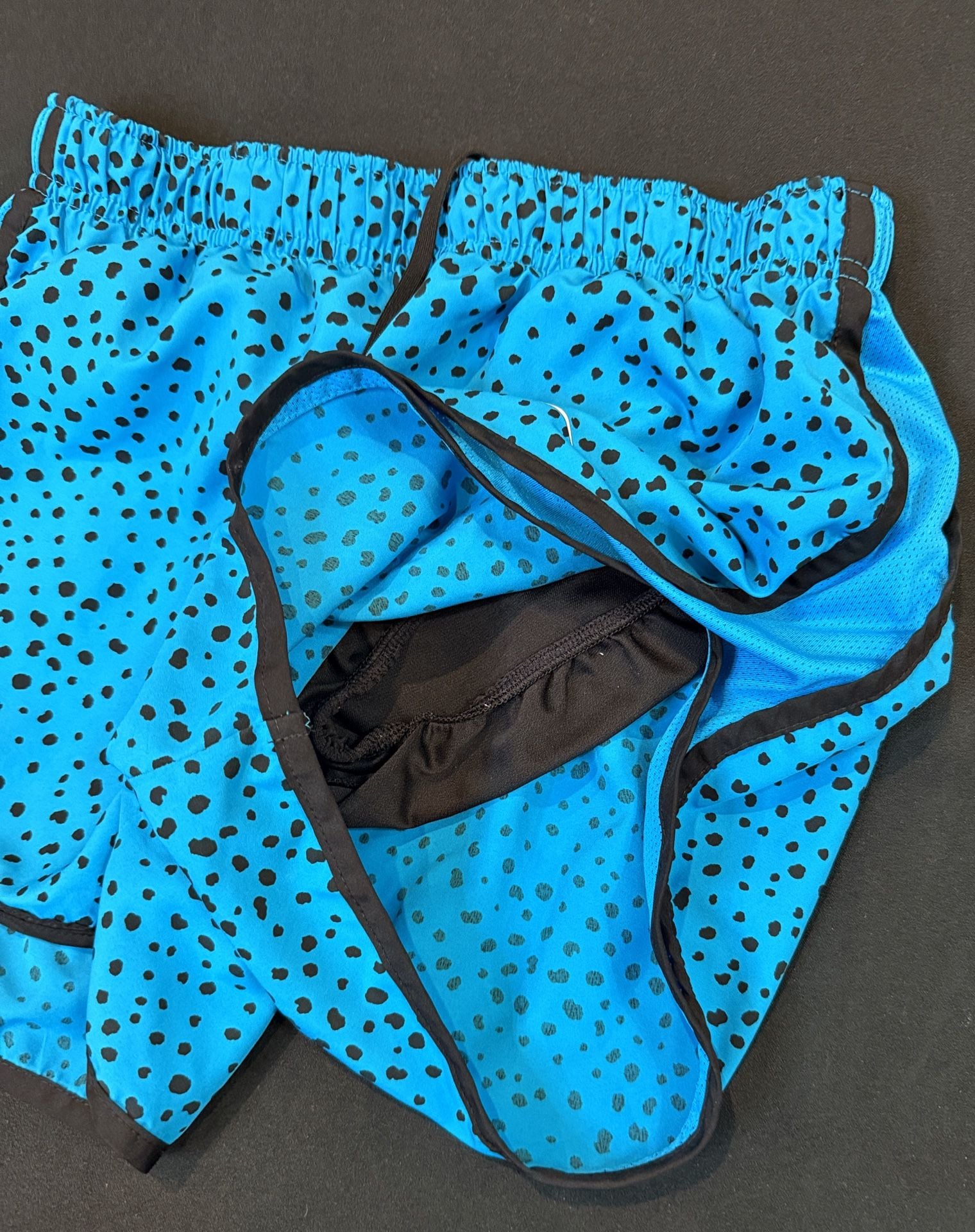 Nike Dri-FIT Shorts Size M Blue Black Polka Dot Athletic Running 3