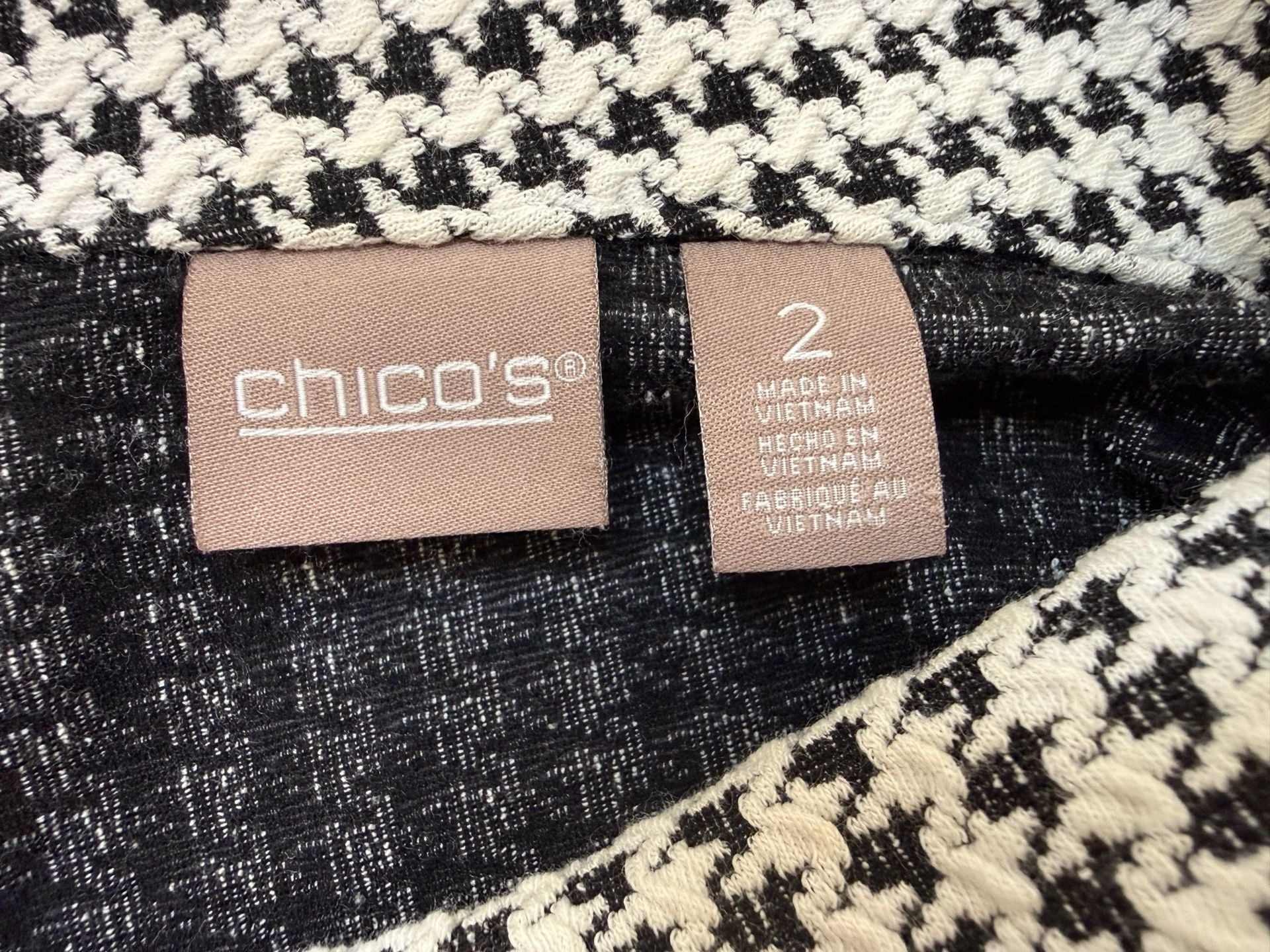 Chico's Houndstooth Skirt Size 2 Black White 1