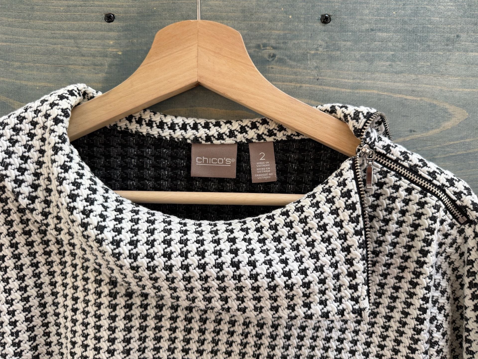 Chico's Houndstooth Skirt Size 2 Black White 2