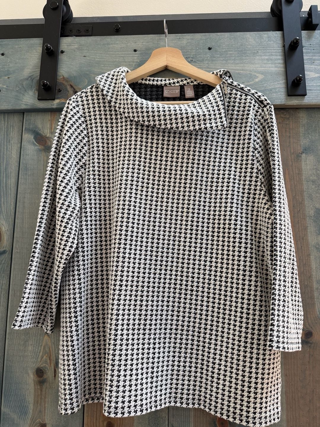 Chico's Houndstooth Skirt Size 2 Black White 4