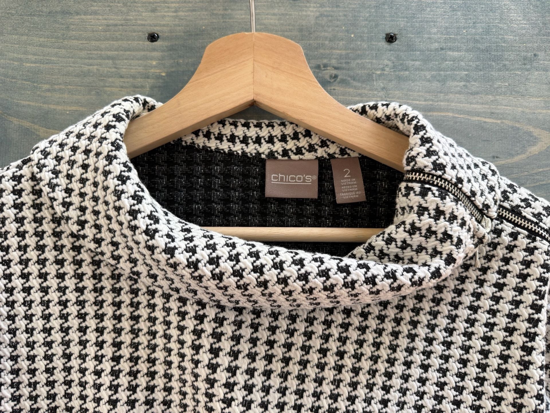 Chico's Houndstooth Skirt Size 2 Black White 5