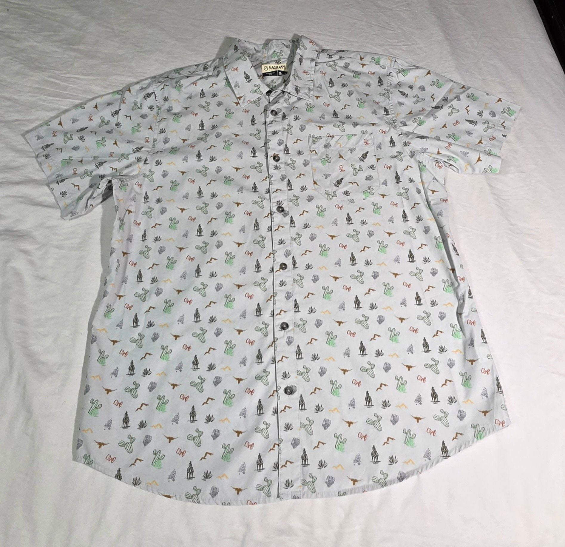 Magellan Outdoors Classic Fit Short Sleeve Shirt XL Cactus Print 3