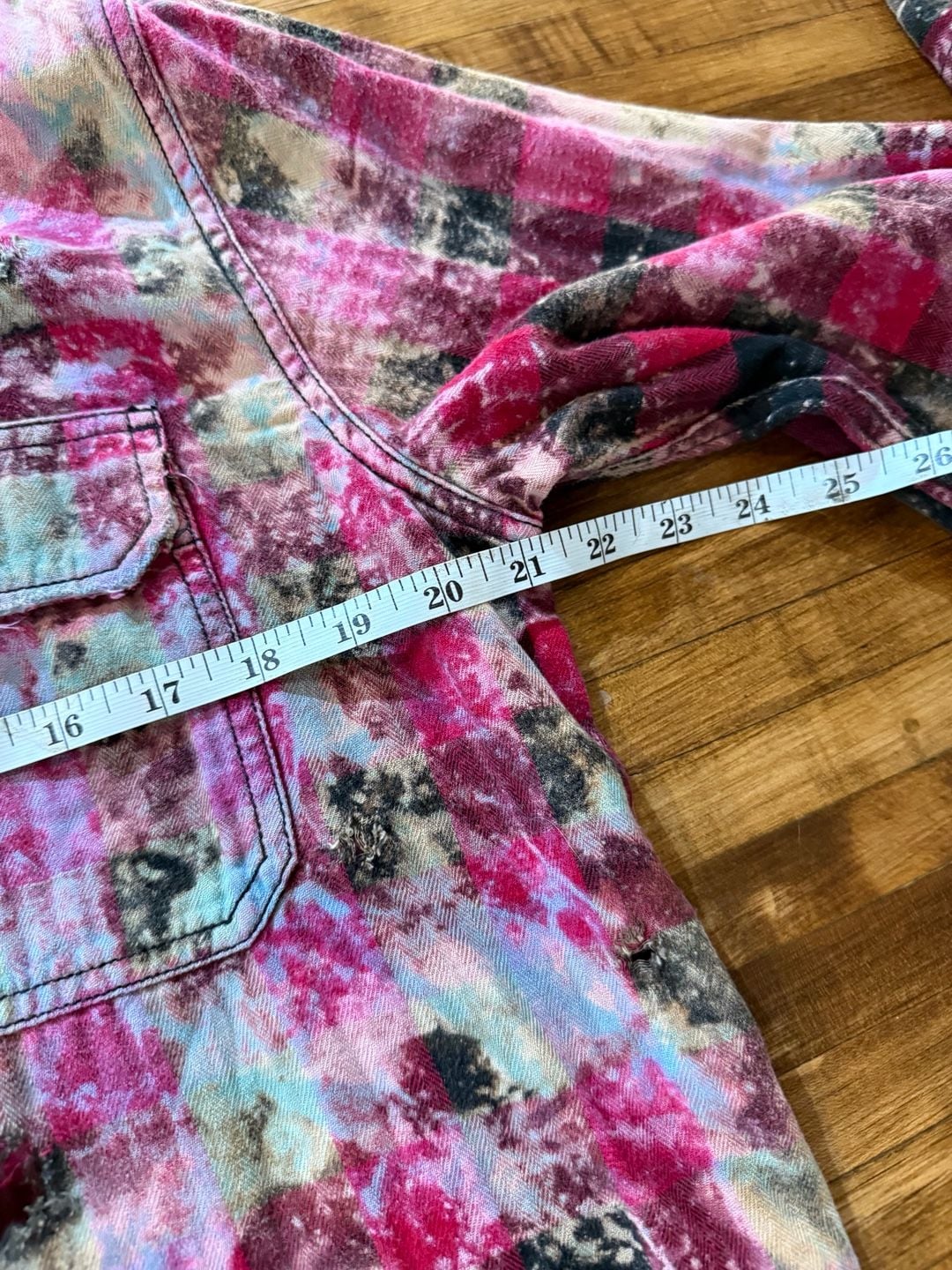 A Rare Bird Flannel Shirt Size M Red Black Bleach Wash Distressed (b1) 5