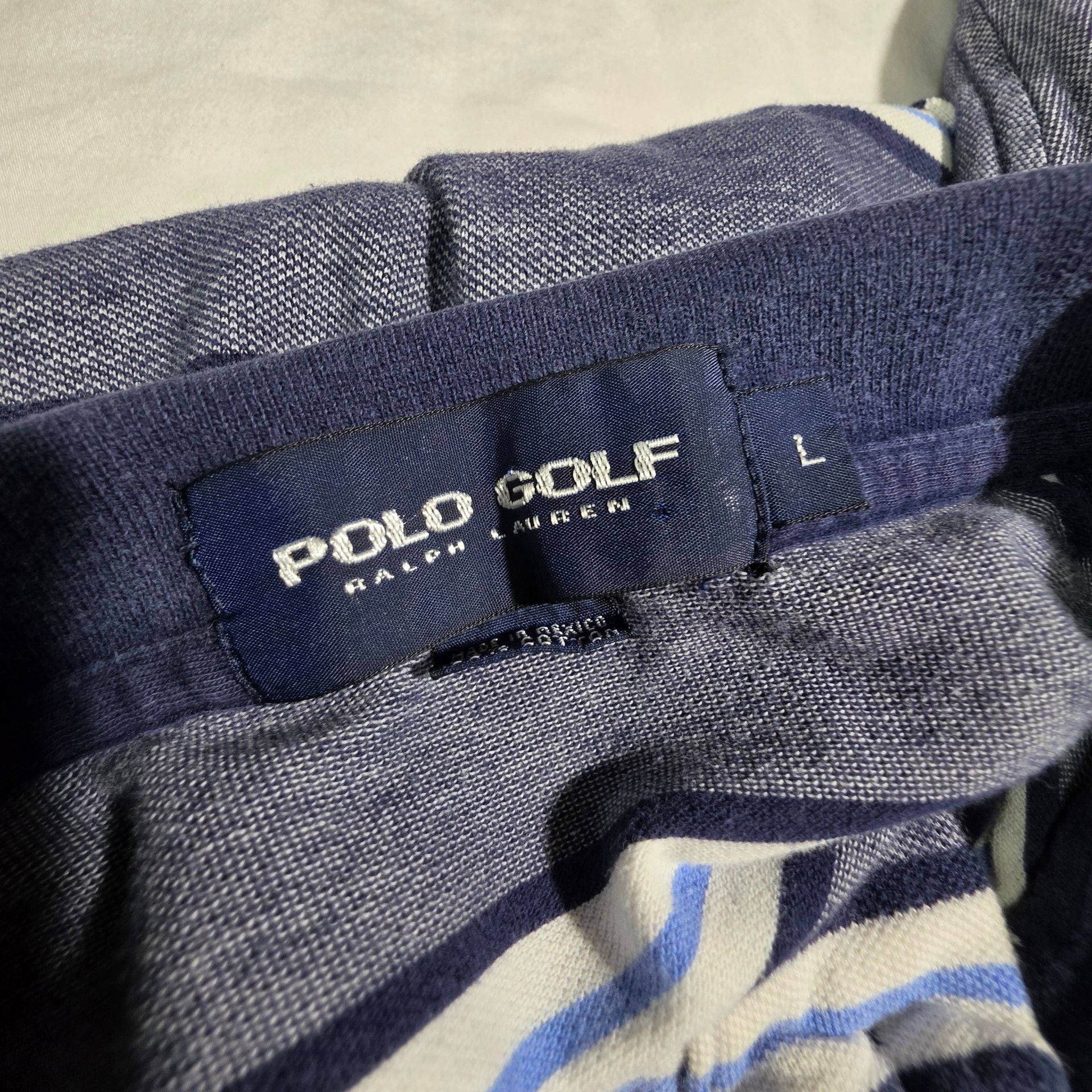 Polo Golf Ralph Lauren Striped Polo Shirt Size L Blue White 6