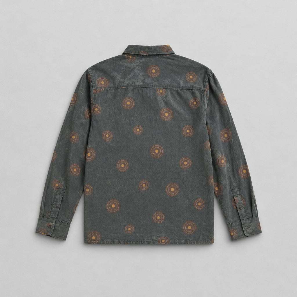 Cova by Jantzen Long Sleeve Shirt Size L Slate Blue Corduroy Printed 4