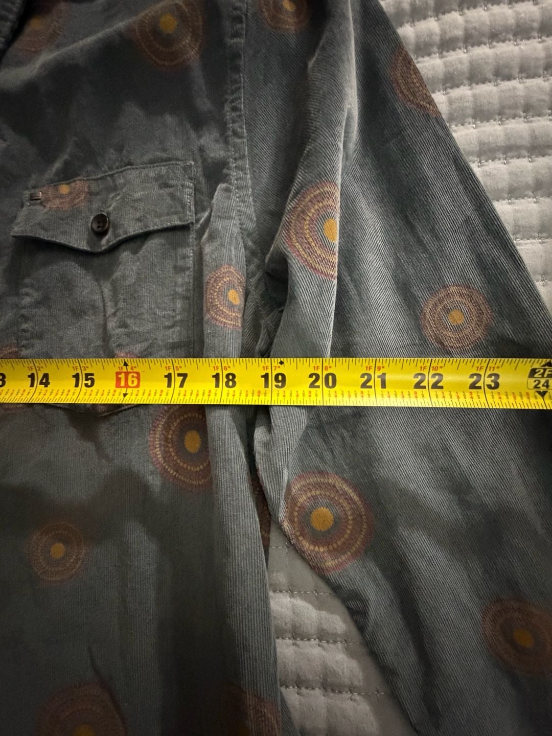 Cova by Jantzen Long Sleeve Shirt Size L Slate Blue Corduroy Printed 7