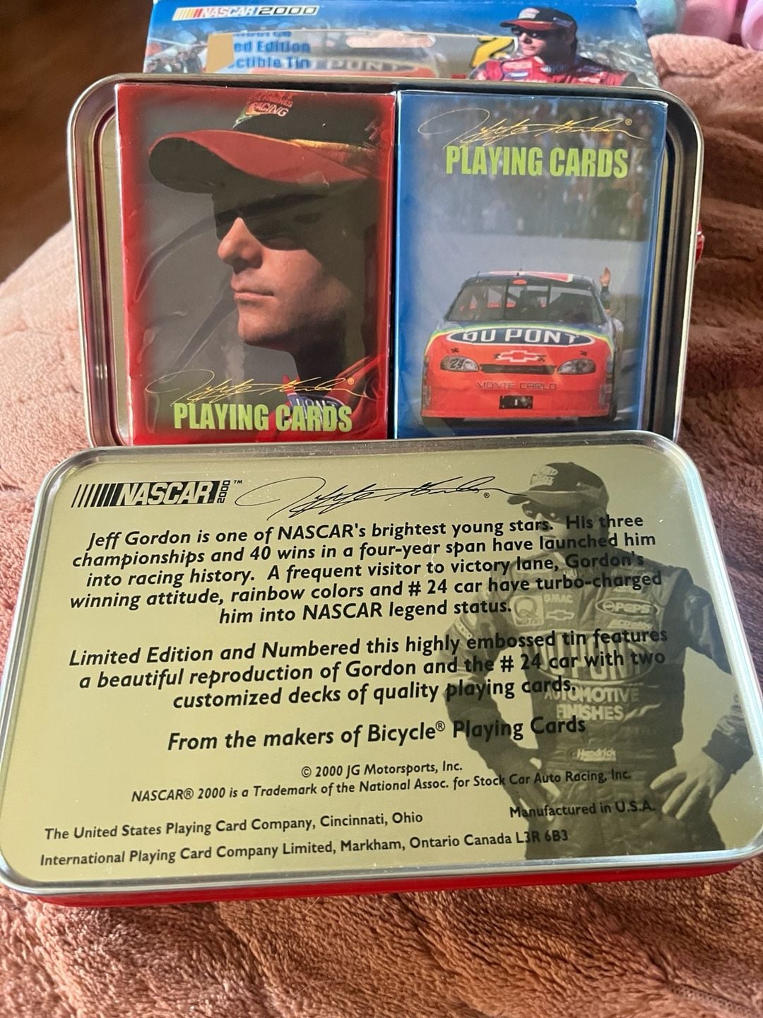 NIB Vintage NASCAR 2000 Jeff Gordon #24 Collector Tin & 2 Decks Playing Cards 7