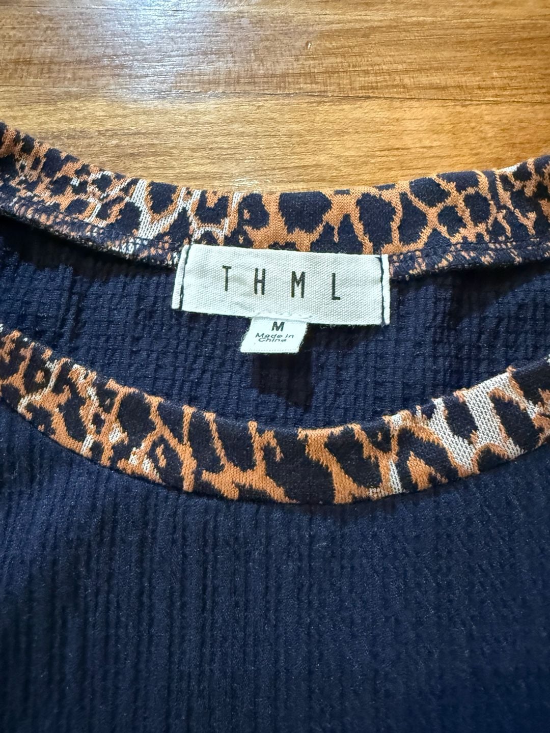 THML Long Sleeve Top Size M Blue Striped Leopard Print(b1) 6