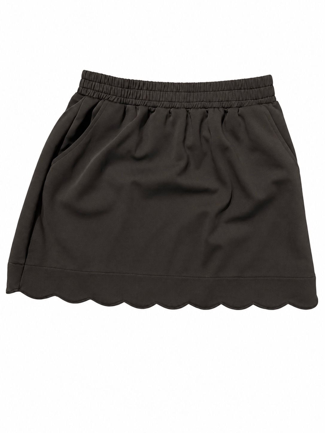 Umgee Skirt Size M Black Scalloped Hem Elastic Waist Mini Skirt 3