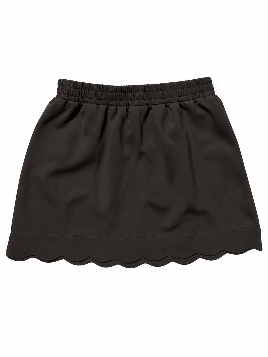 Umgee Skirt Size M Black Scalloped Hem Elastic Waist Mini Skirt 4