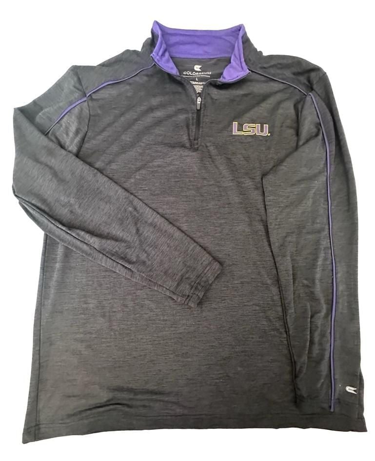 Colosseum LSU Tigers Men's Charcoal Heather 1/4-Zip Pullover Jacket Size L 4