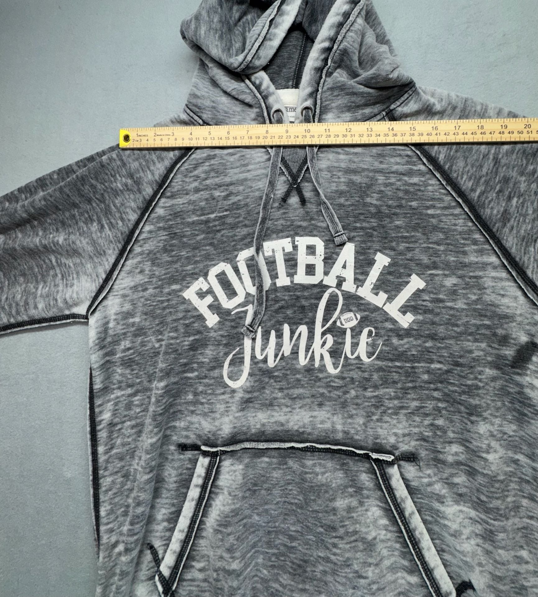 J America Football Junkie Hoodie Sweatshirt Gray 8