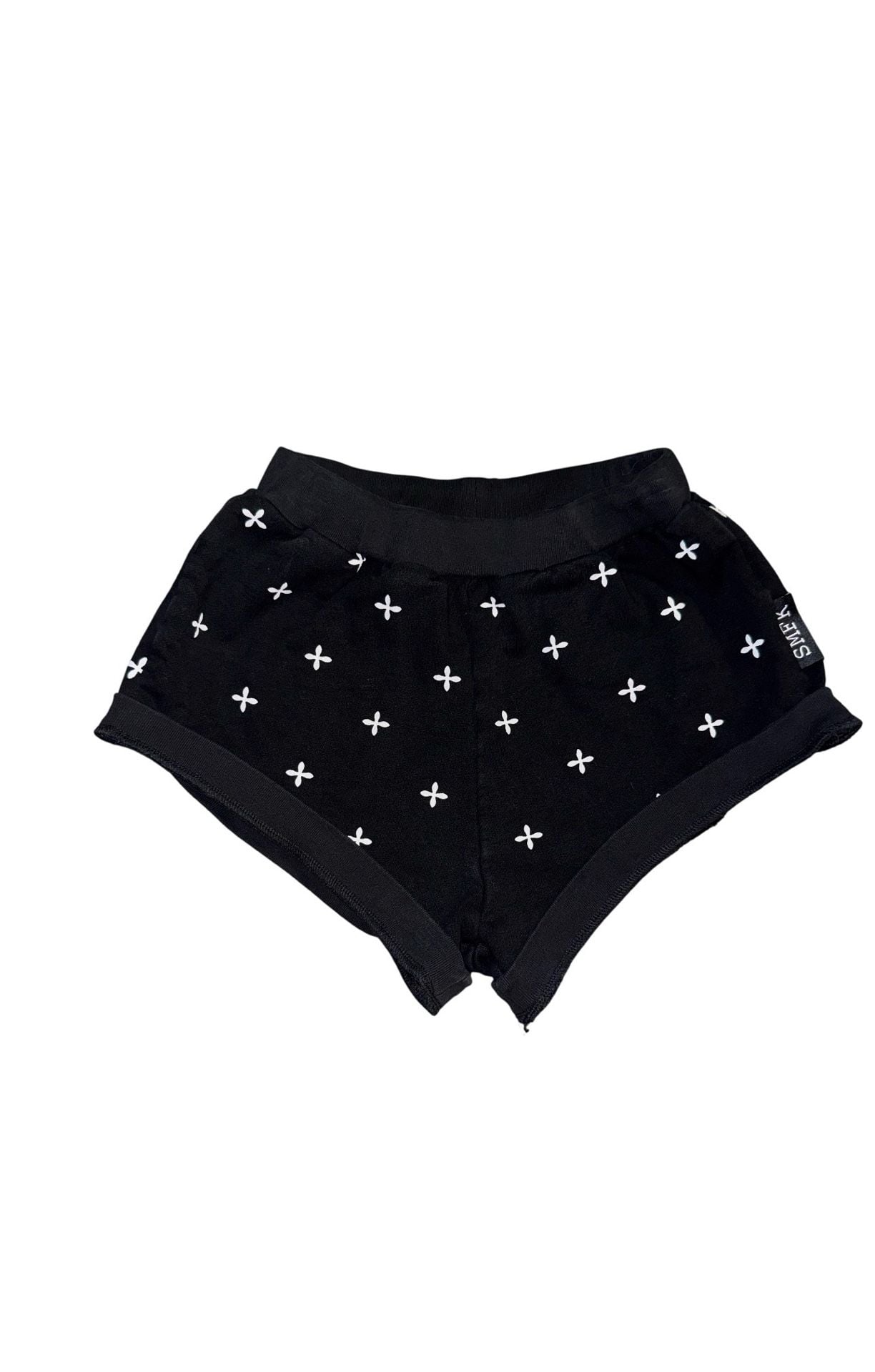 SMFK Garden Shorts Size M Black White Floral Sweatshorts 2