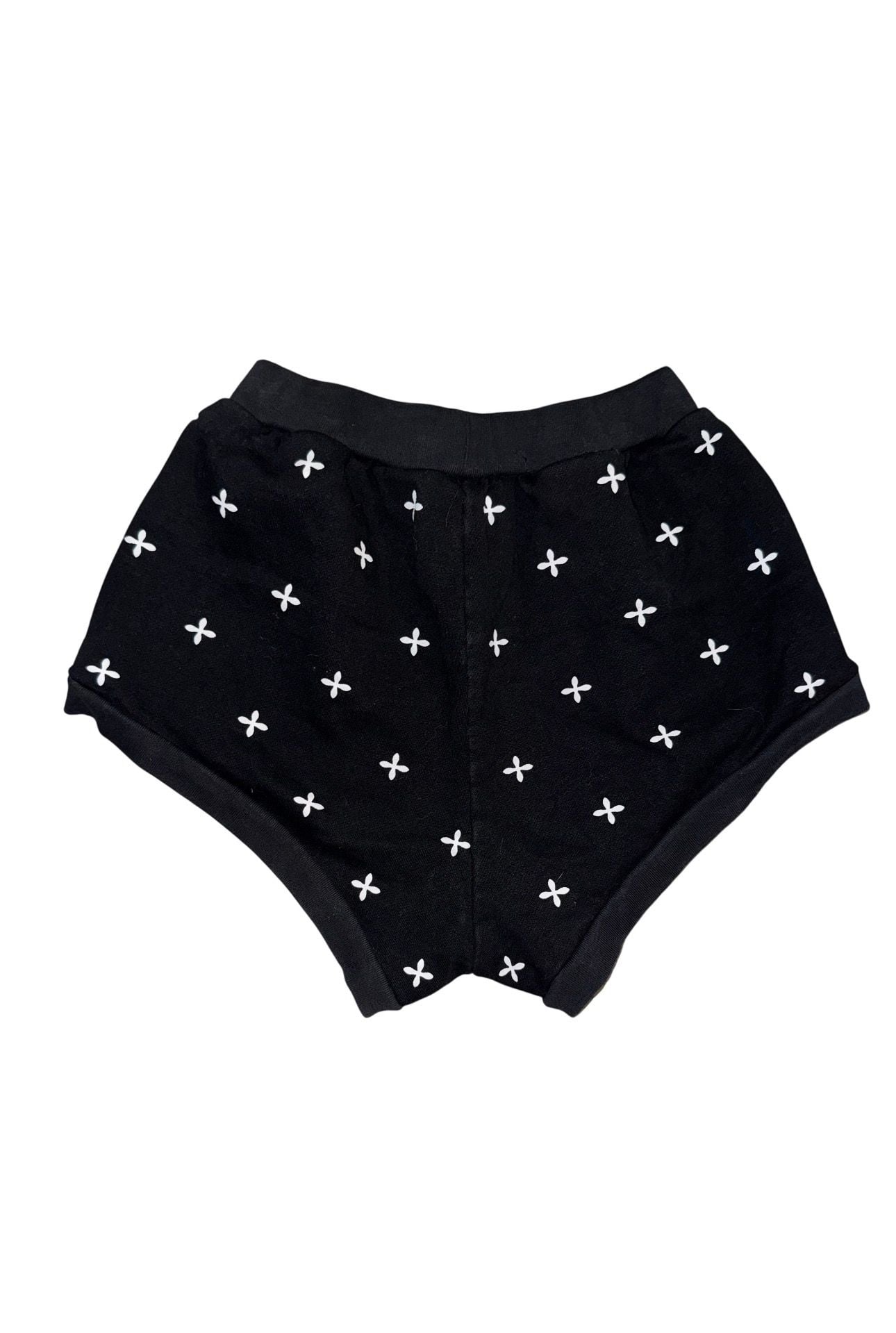 SMFK Garden Shorts Size M Black White Floral Sweatshorts 4