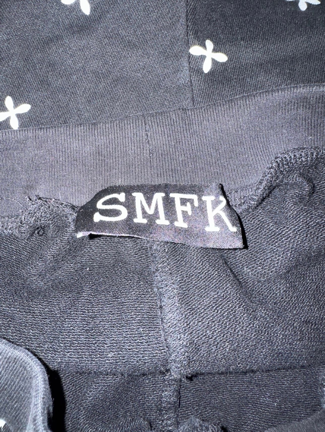 SMFK Garden Shorts Size M Black White Floral Sweatshorts 5