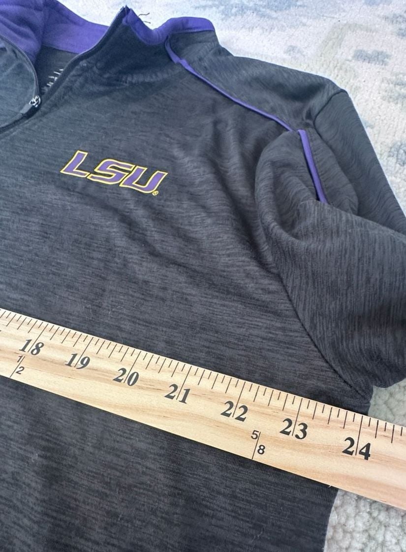 Colosseum LSU Tigers Men's Charcoal Heather 1/4-Zip Pullover Jacket Size L 8