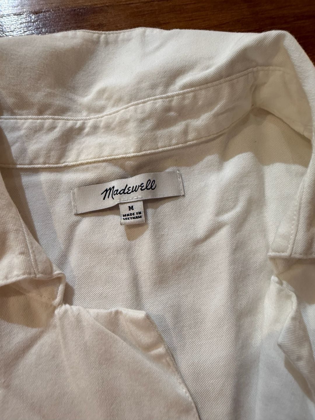 Madewell Short Sleeve Shirt Size M White Pullover Collared Top (b1) 4