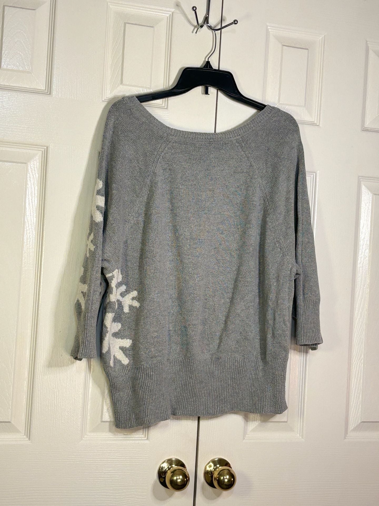 Lane Bryant Snowflake Sweater Size 18/20 Gray White Cotton Blend 5