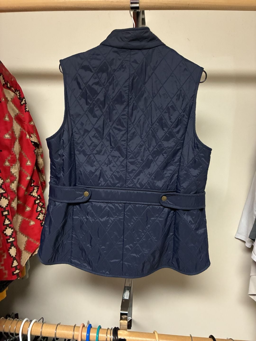Talbots Quilted Vest Size M Navy Blue Fleece Lined 5