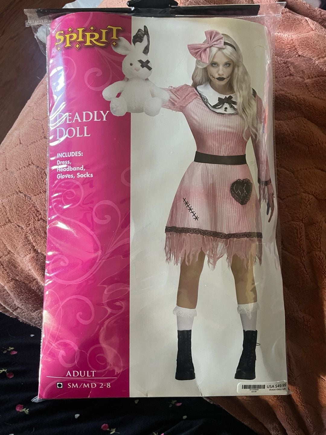 New Spirit Halloween Deadly Doll Costume Size SM/MD 2-8 Pink Dress 1