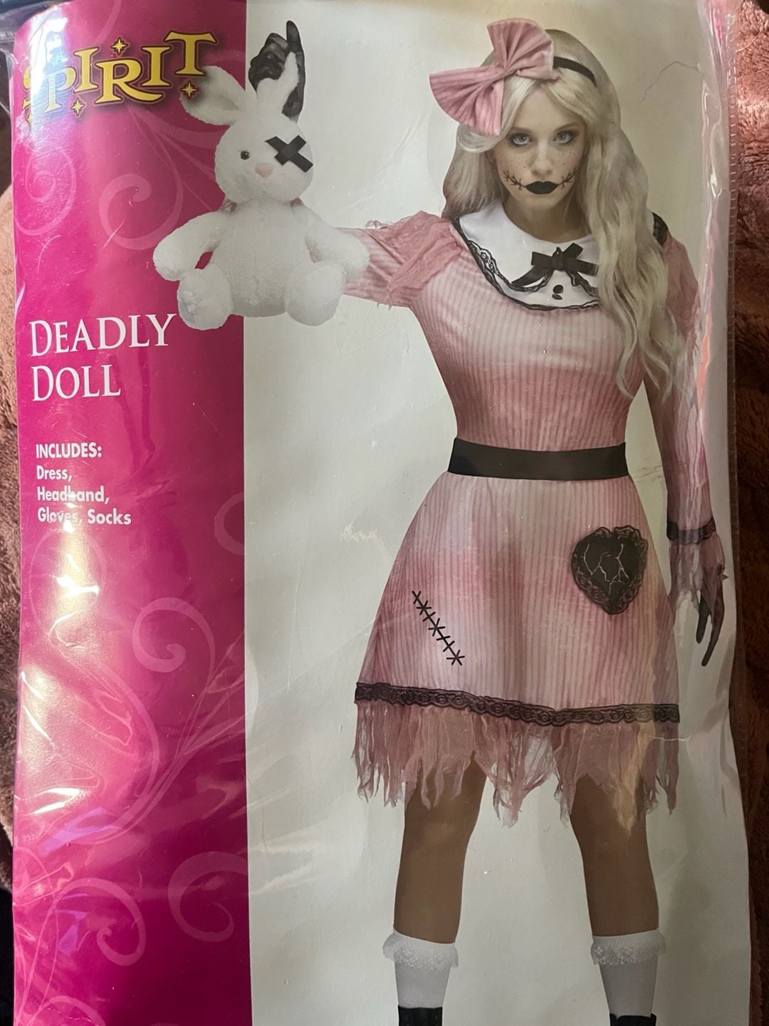 New Spirit Halloween Deadly Doll Costume Size SM/MD 2-8 Pink Dress 2