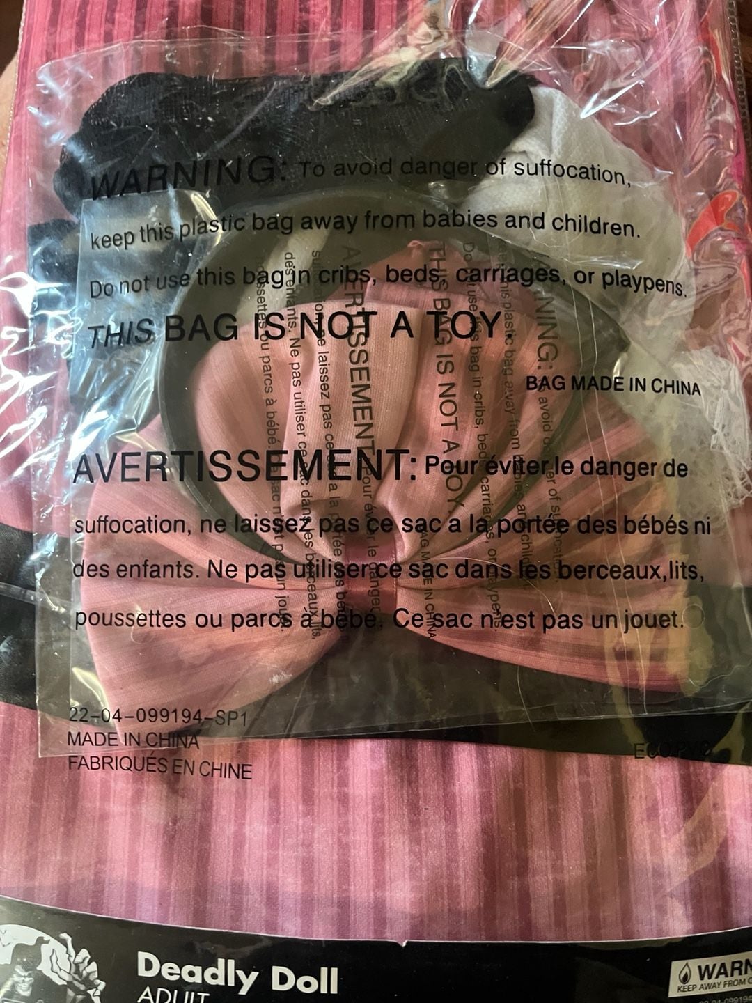 New Spirit Halloween Deadly Doll Costume Size SM/MD 2-8 Pink Dress 7