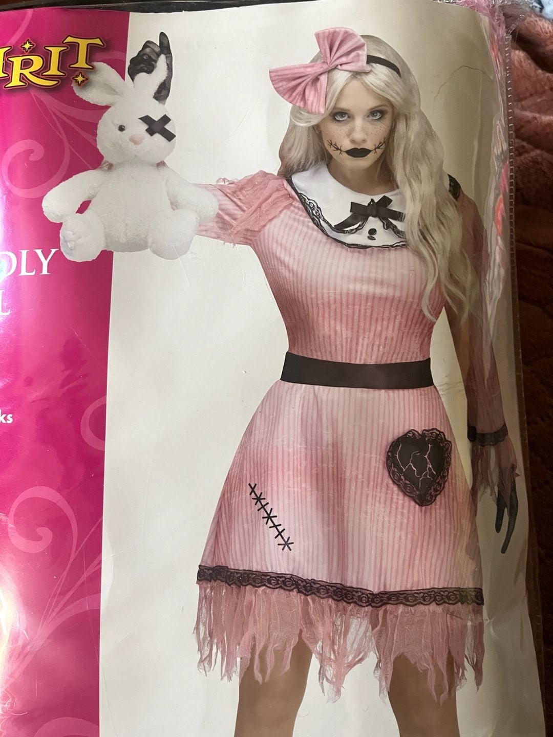New Spirit Halloween Deadly Doll Costume Size SM/MD 2-8 Pink Dress 9