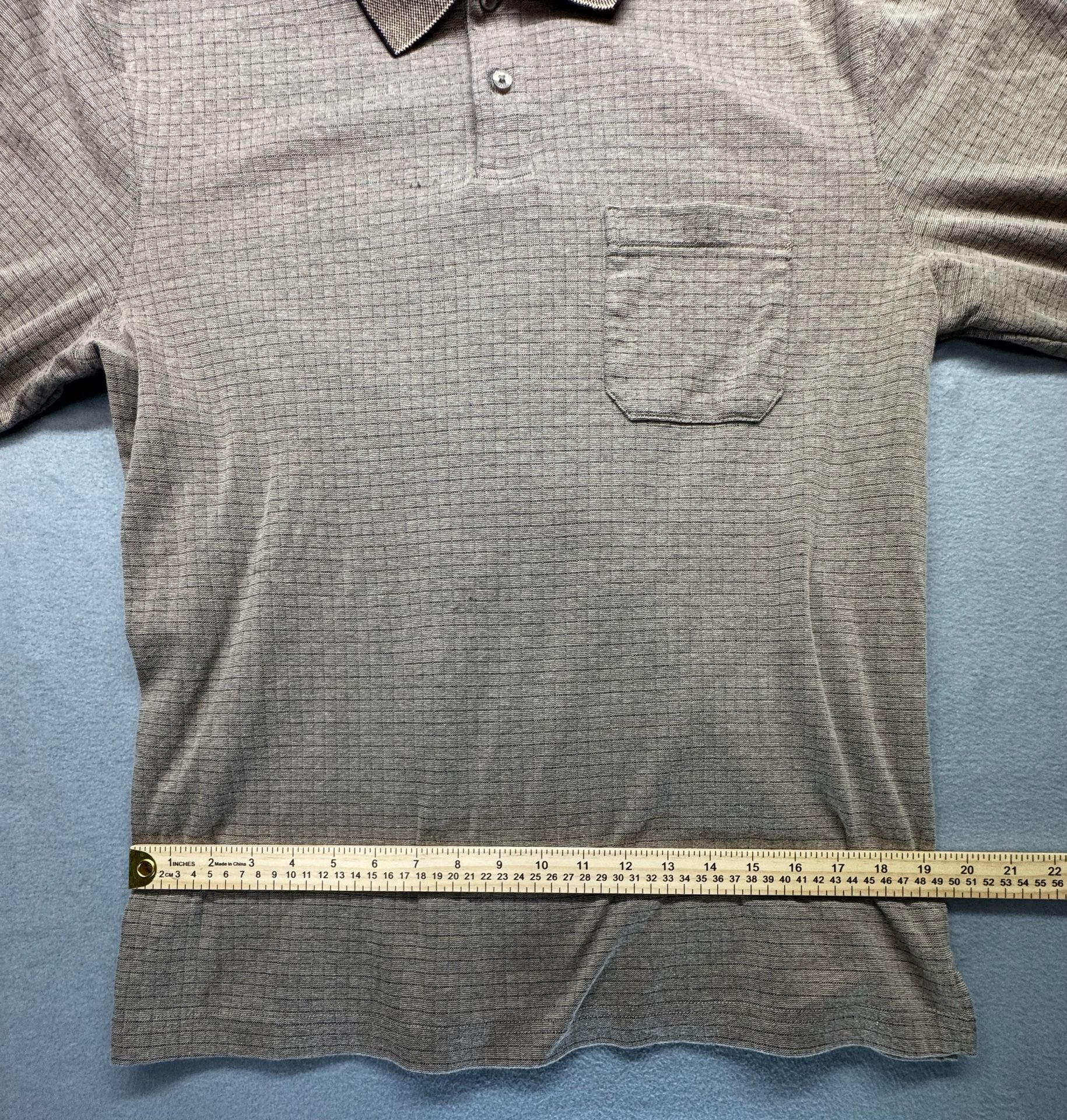 Haggar Long Sleeve Polo Shirt Size M Brown Textured Pocket 8