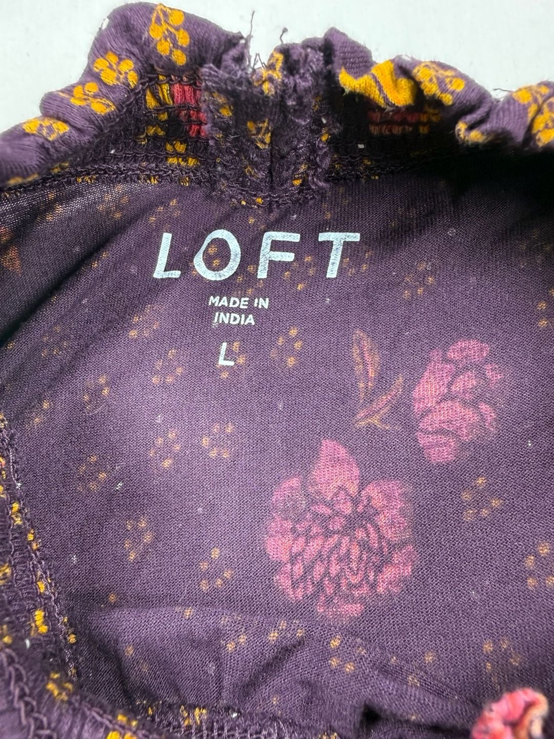 LOFT Floral Mock Neck Tank Top Size L Purple Yellow 4