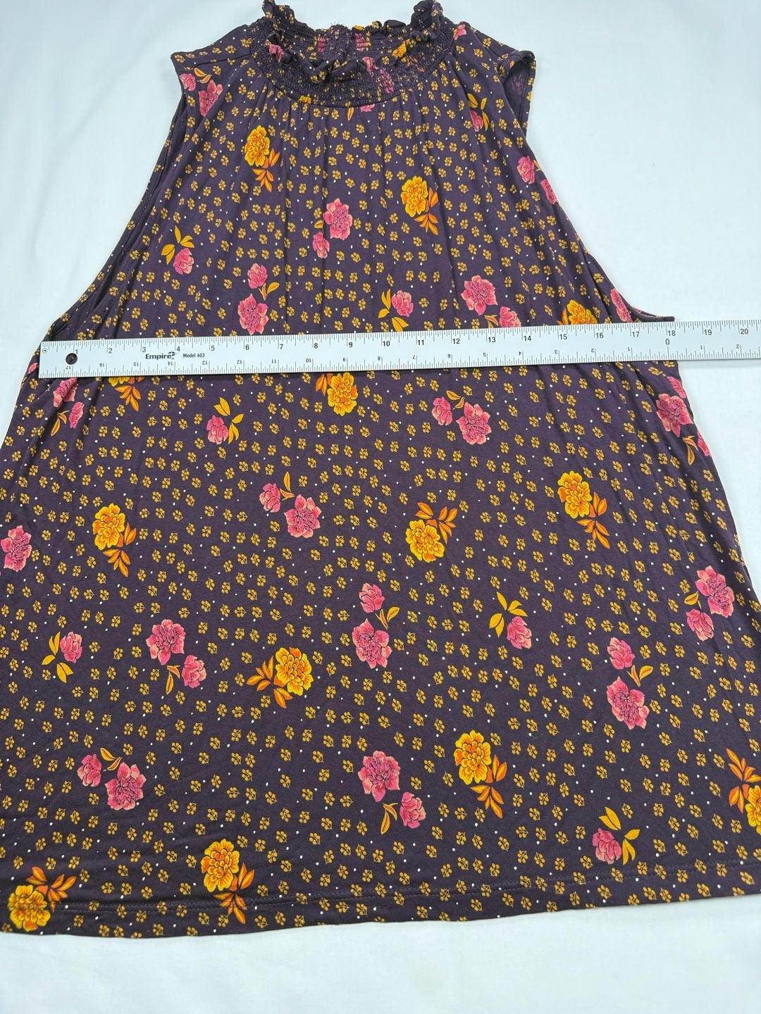 LOFT Floral Mock Neck Tank Top Size L Purple Yellow 5