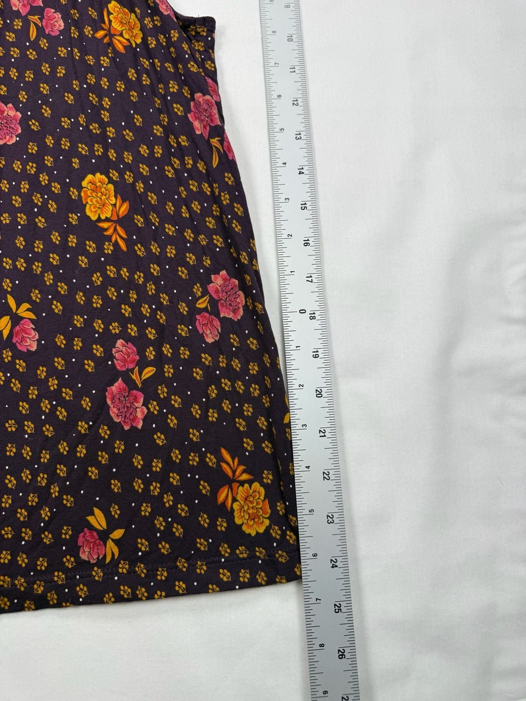 LOFT Floral Mock Neck Tank Top Size L Purple Yellow 6