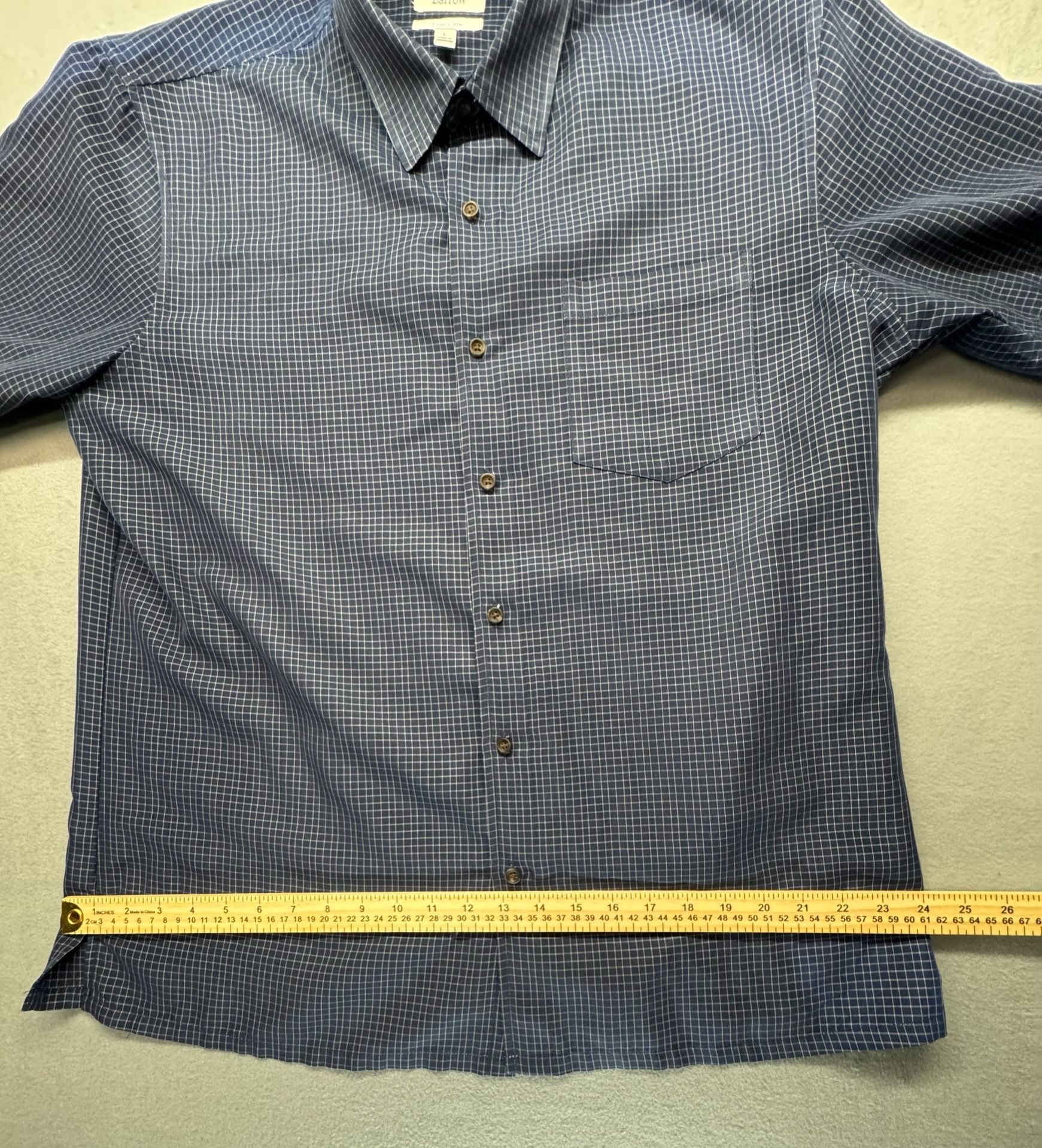 Croft & Barrow Short Sleeve Button Down Shirt Size L Blue Plaid 9