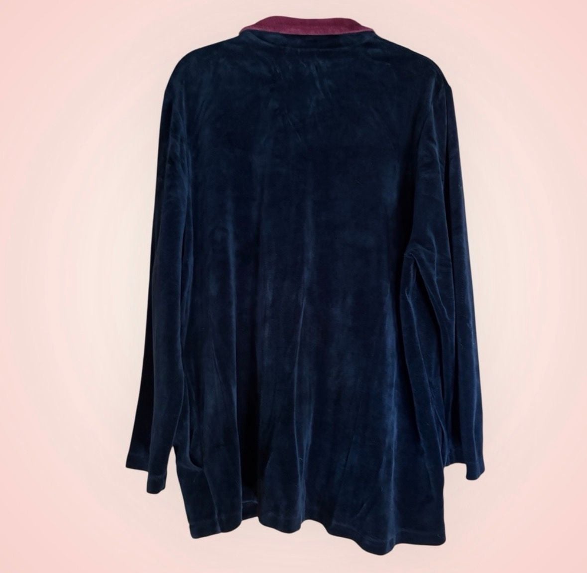 Piccadilly Velour Full Zip Jacket Size 1X Black Burgundy 4