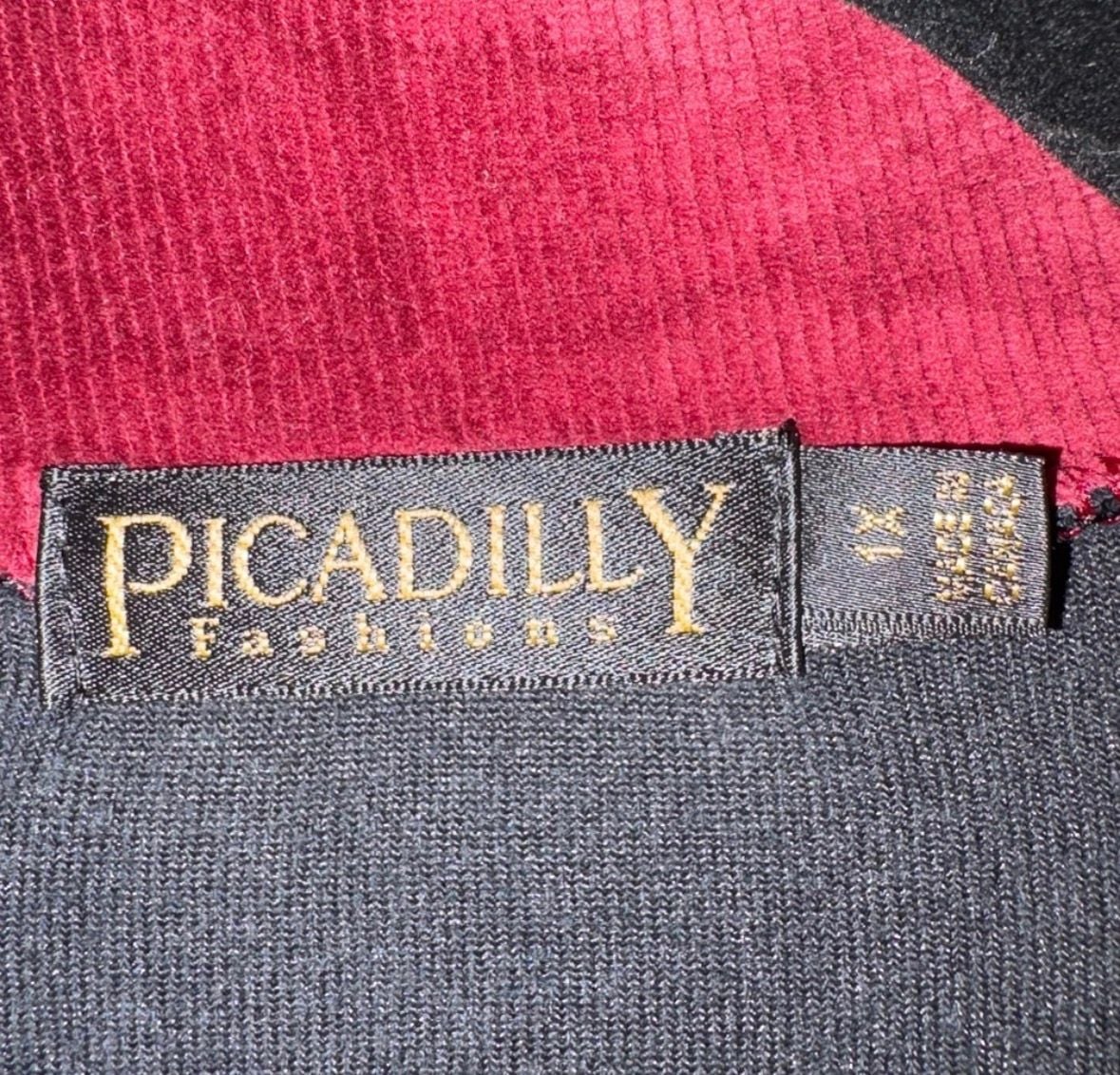 Piccadilly Velour Full Zip Jacket Size 1X Black Burgundy 5