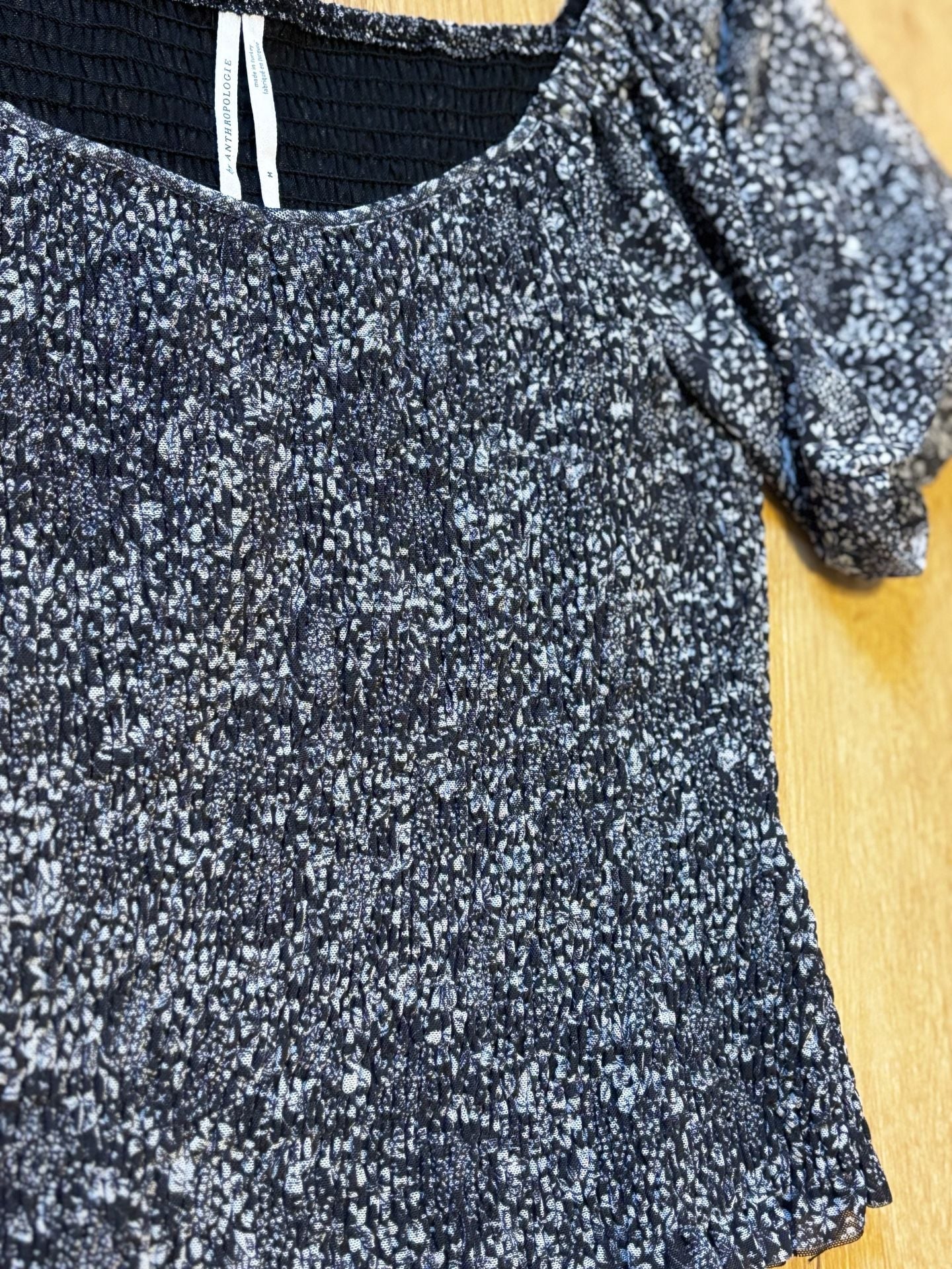 By Anthropologie Floral Smocked Puff Sleeve Top Size M 3