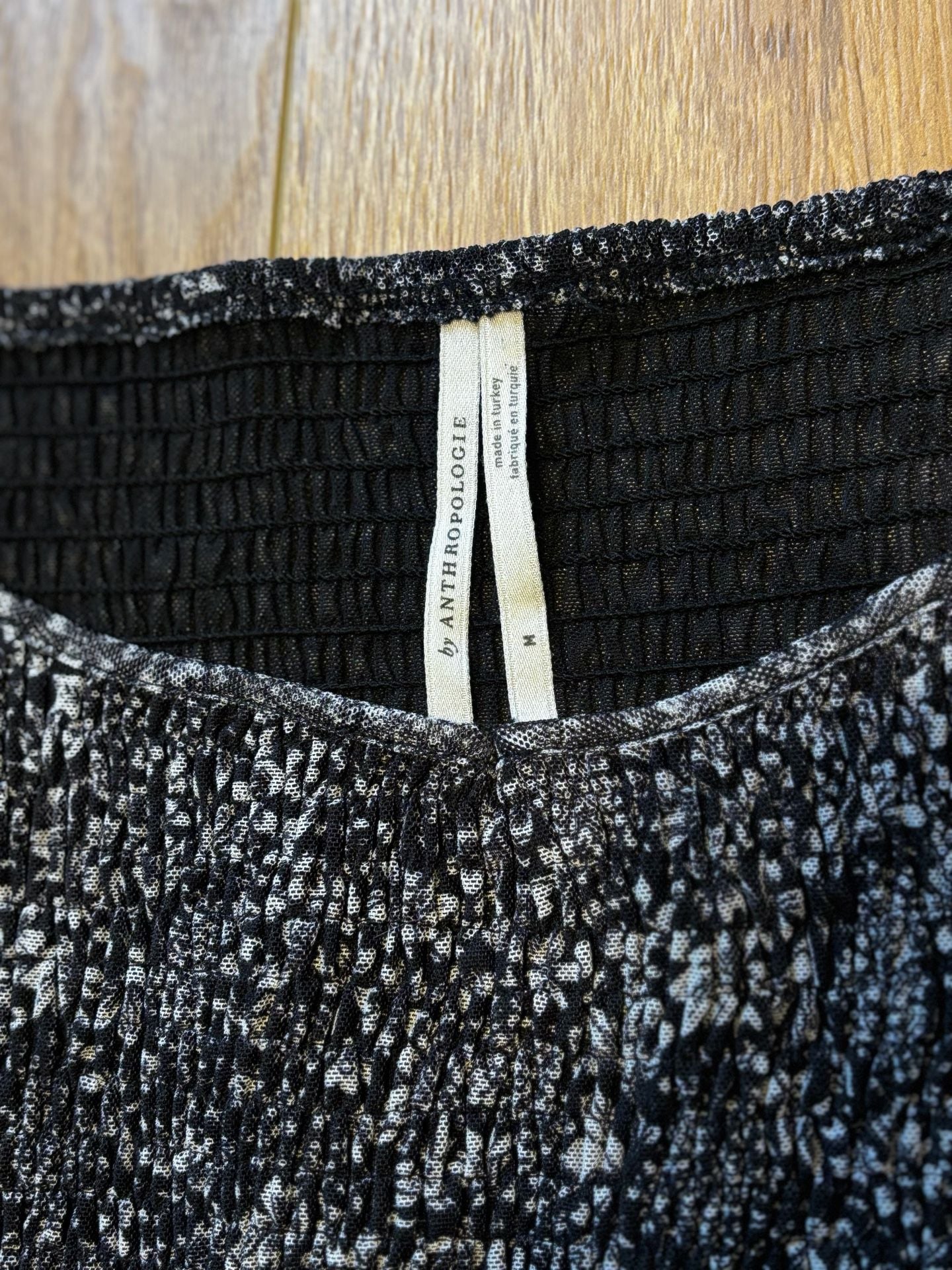 By Anthropologie Floral Smocked Puff Sleeve Top Size M 4