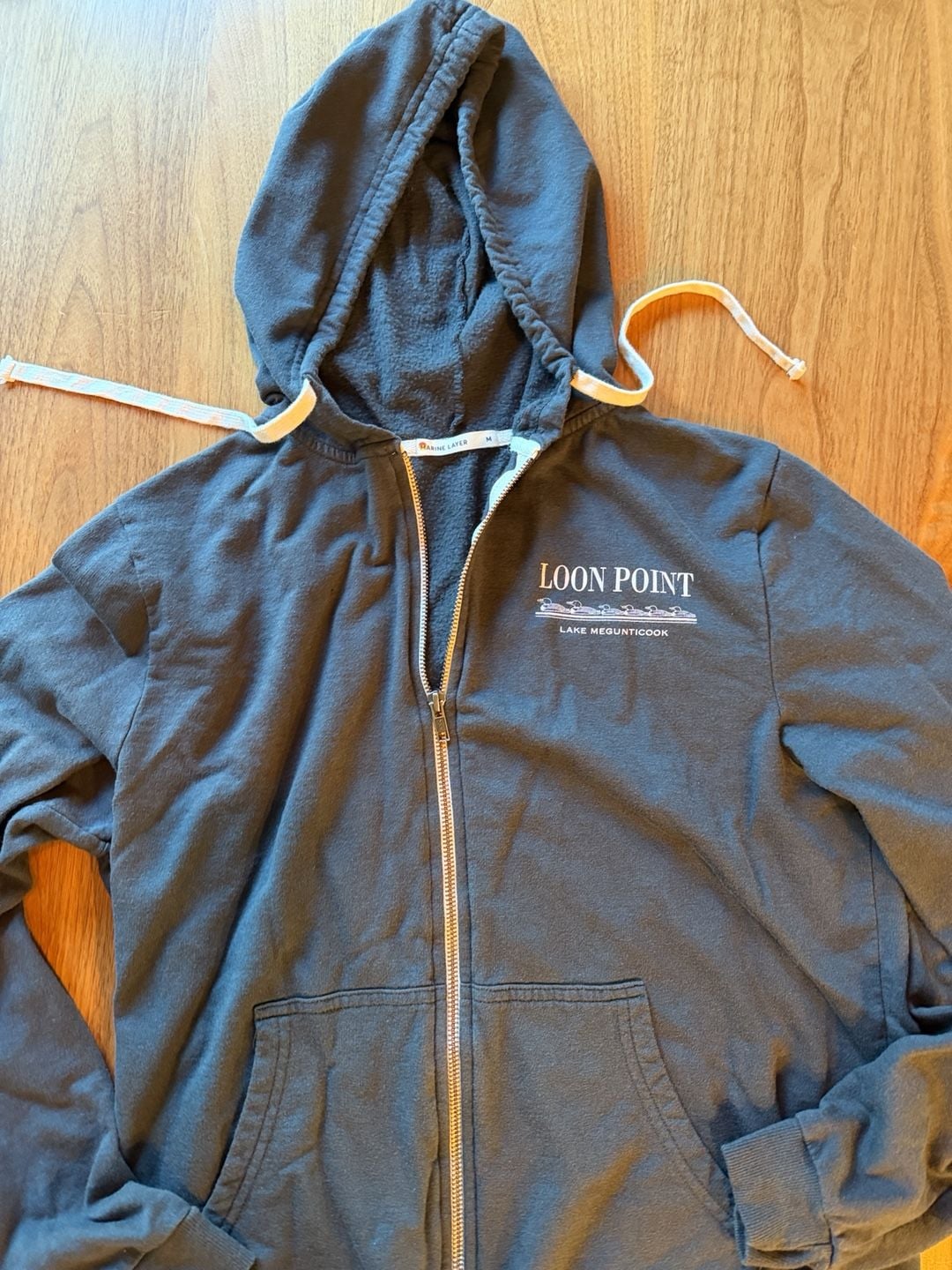 Marine Layer Zip Hoodie Size M Loon Point Lake Megunticook 2