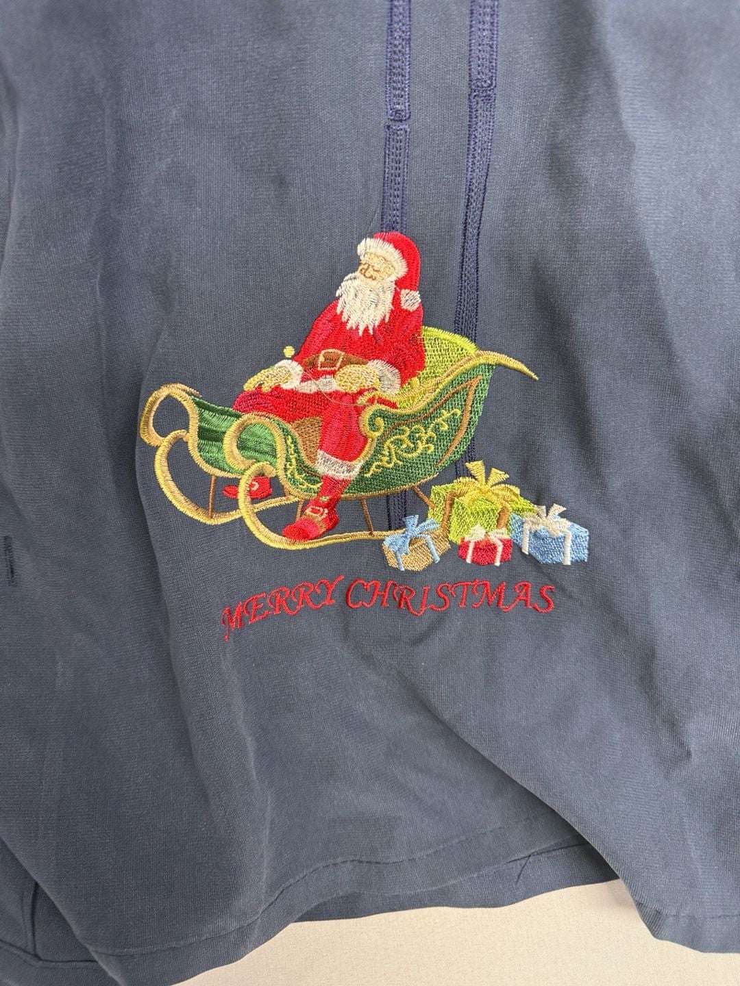 Bamboo Cay Christmas Shirt Size 3XL Blue Embroidered Santa Sleigh Camp 3