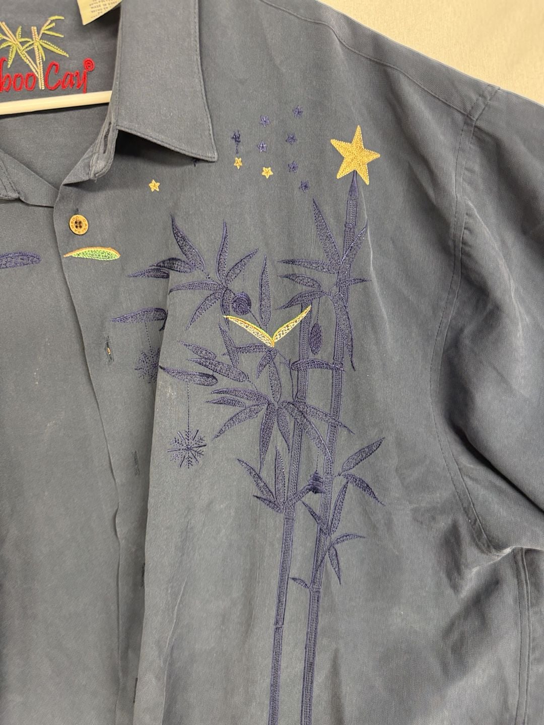Bamboo Cay Christmas Shirt Size 3XL Blue Embroidered Santa Sleigh Camp 4
