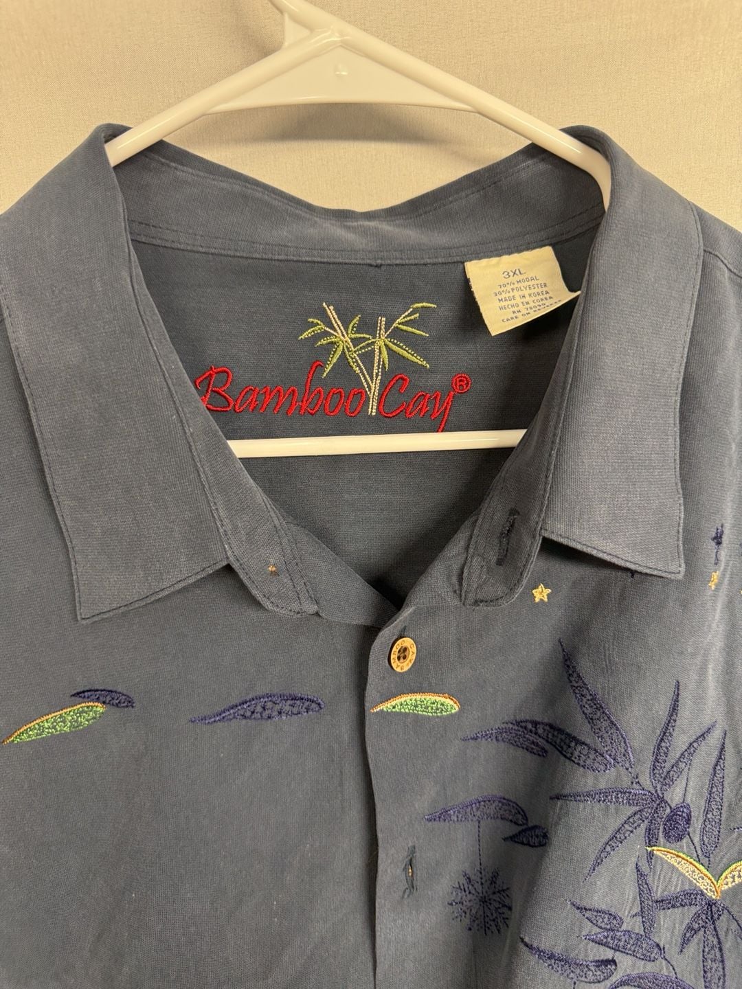Bamboo Cay Christmas Shirt Size 3XL Blue Embroidered Santa Sleigh Camp 5