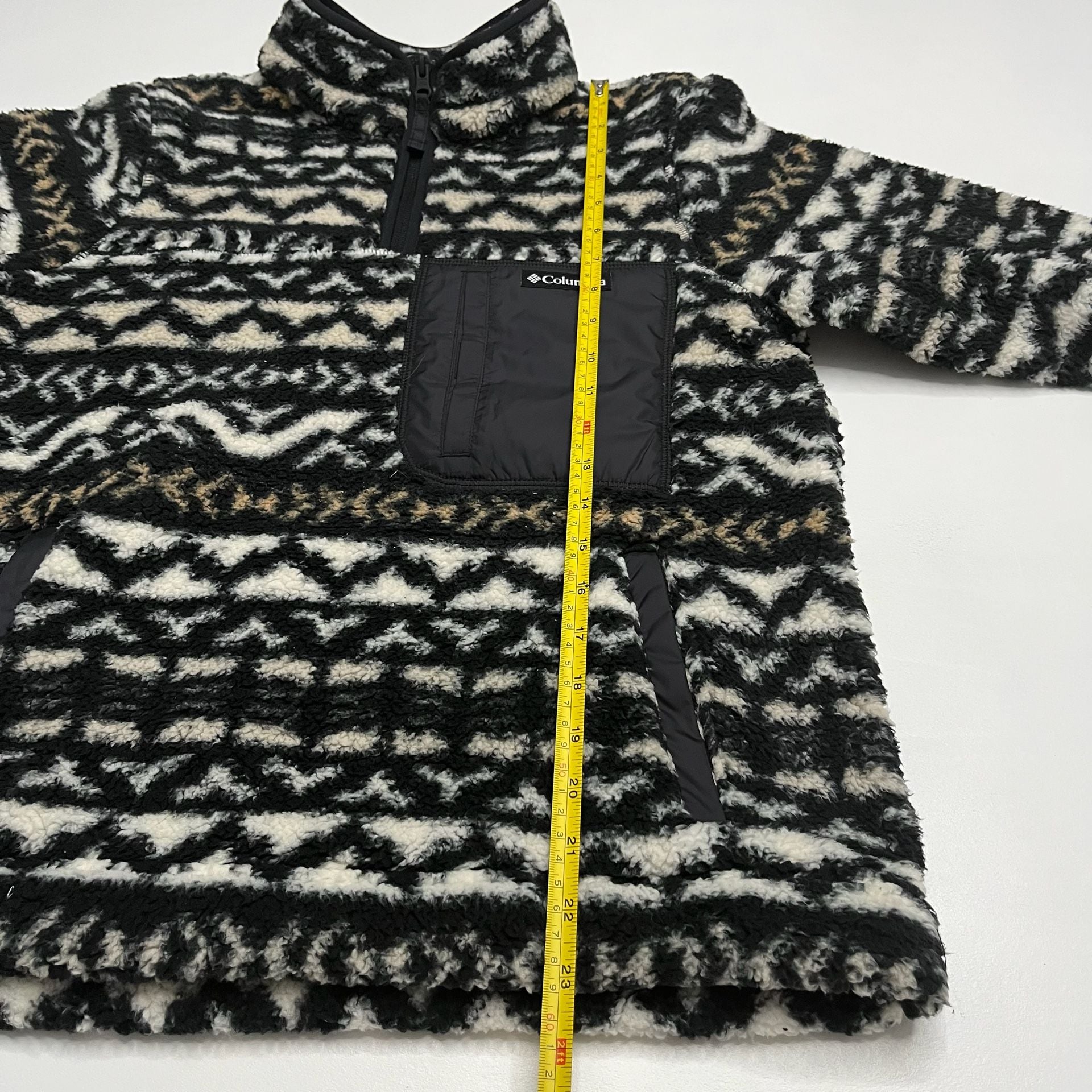 Columbia Printed Fleece Pullover Black White Pattern Size Medium 7