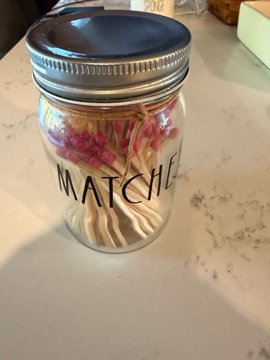 NWT Rae Dunn Matches Jar With Pink Matches 100 Ct 1