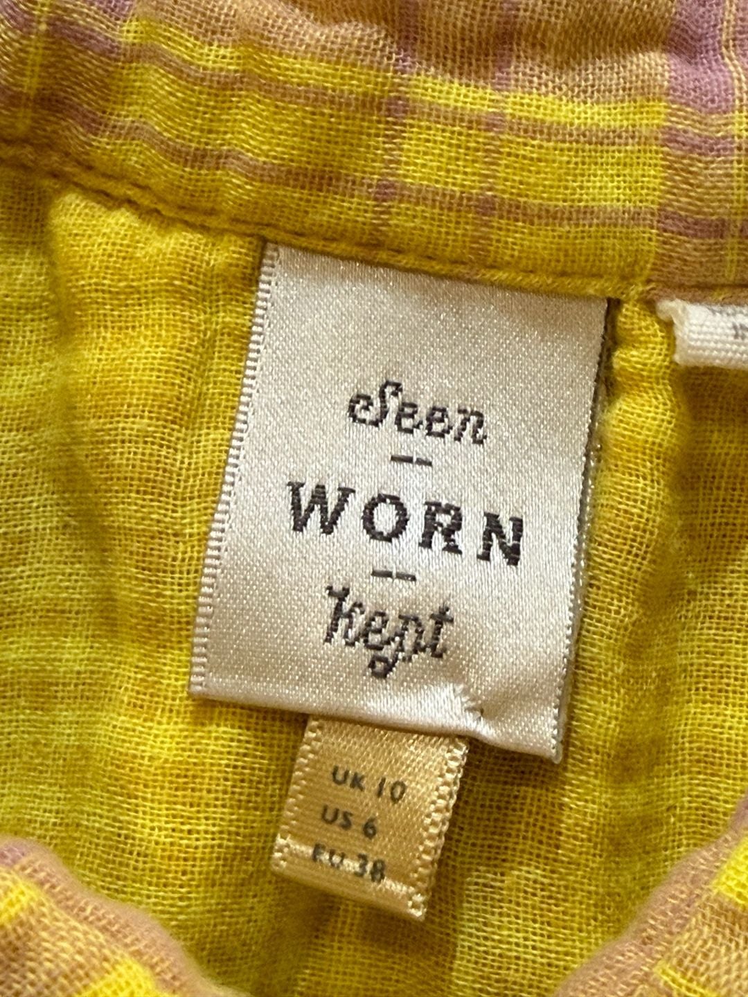 Anthropologie Plaid Long Sleeve Button Down Shirt Yellow Size S (b1) 3
