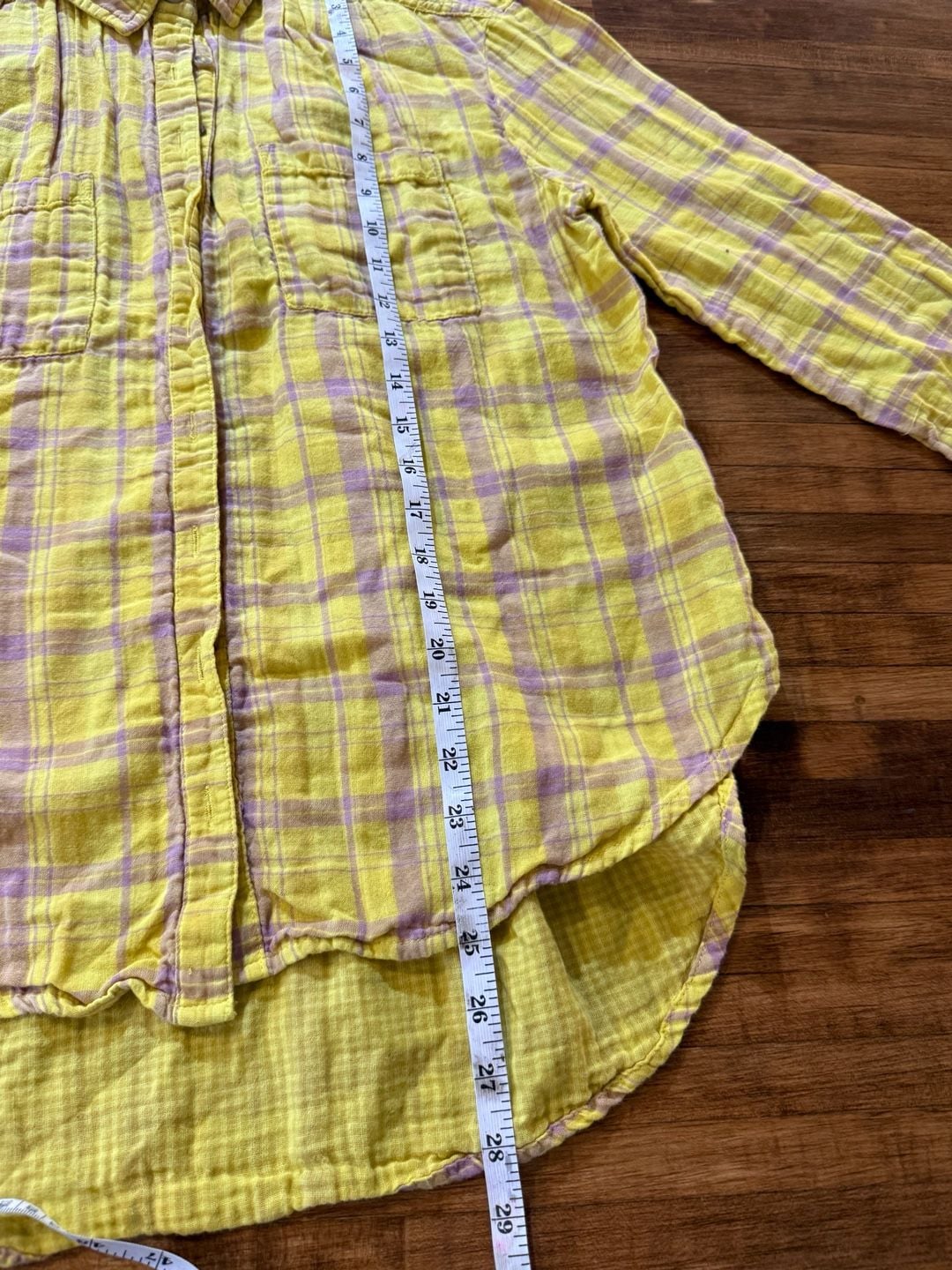 Anthropologie Plaid Long Sleeve Button Down Shirt Yellow Size S (b1) 6