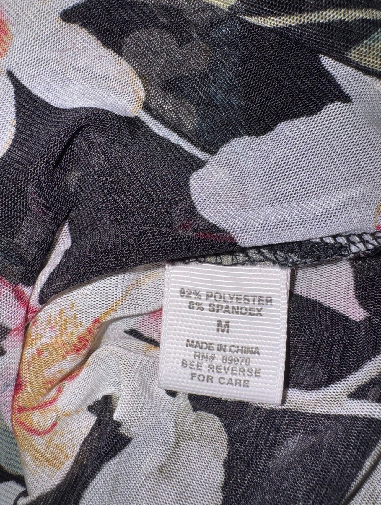 Baily & Chloe Button-Down Shirt Size M Black Floral Mesh 5