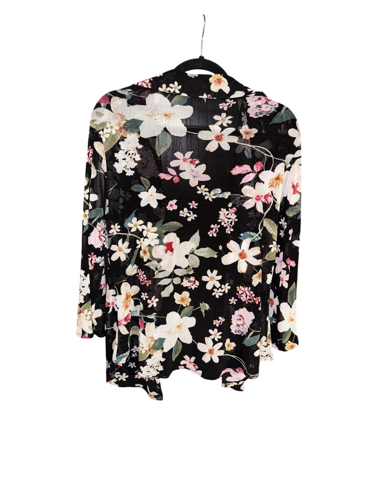 Baily & Chloe Button-Down Shirt Size M Black Floral Mesh 7